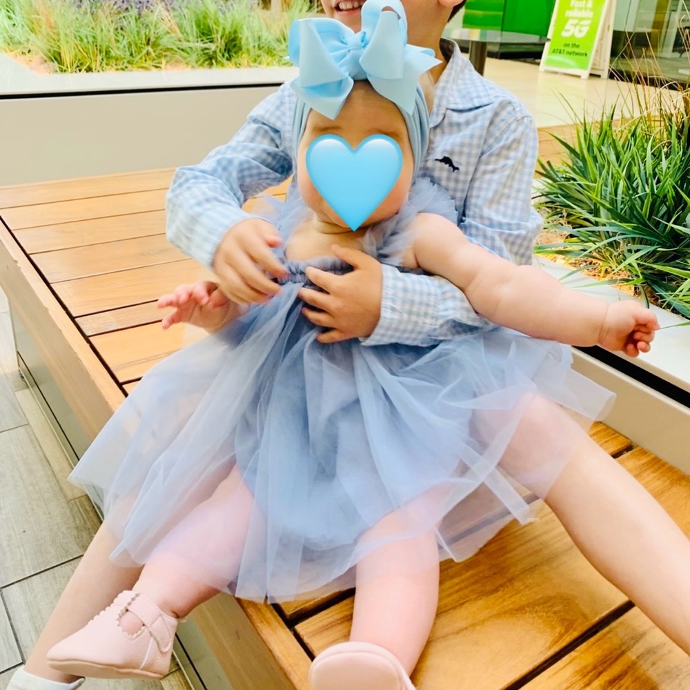 Light Blue Tulle Dress with Bow